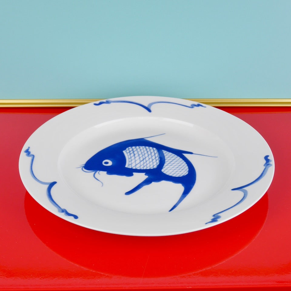 Fish Plate Blue Bowl