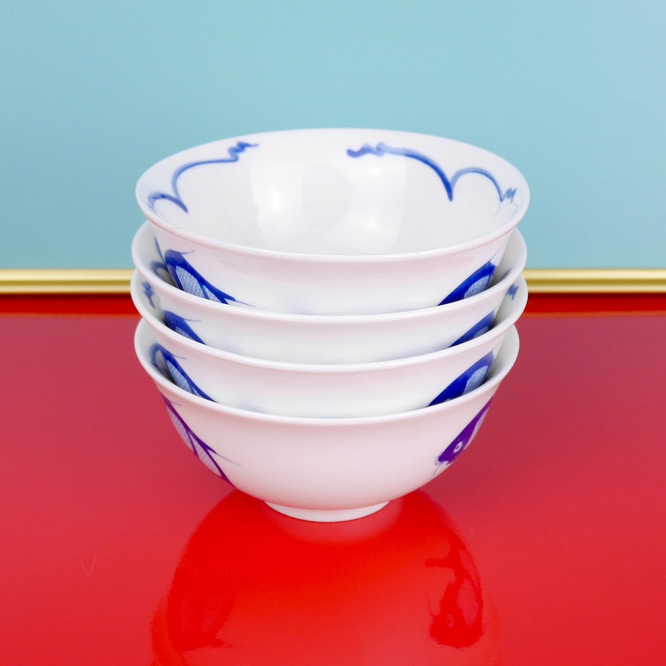 Fish Rice Bowls - Blue Bowl