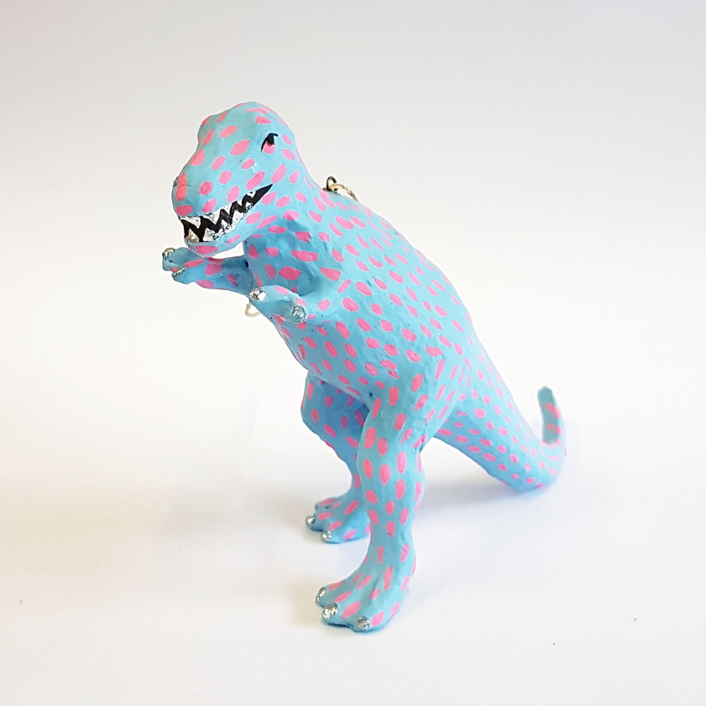 T Rex Ornament - Blue Bowl