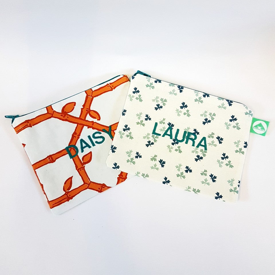Bespoke Embroidery on Zip Bags - Blue Bowl