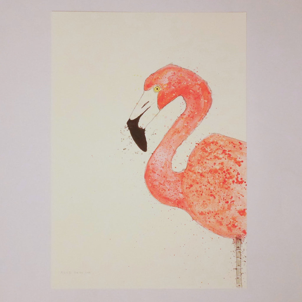 Flamingo Print - Blue Bowl