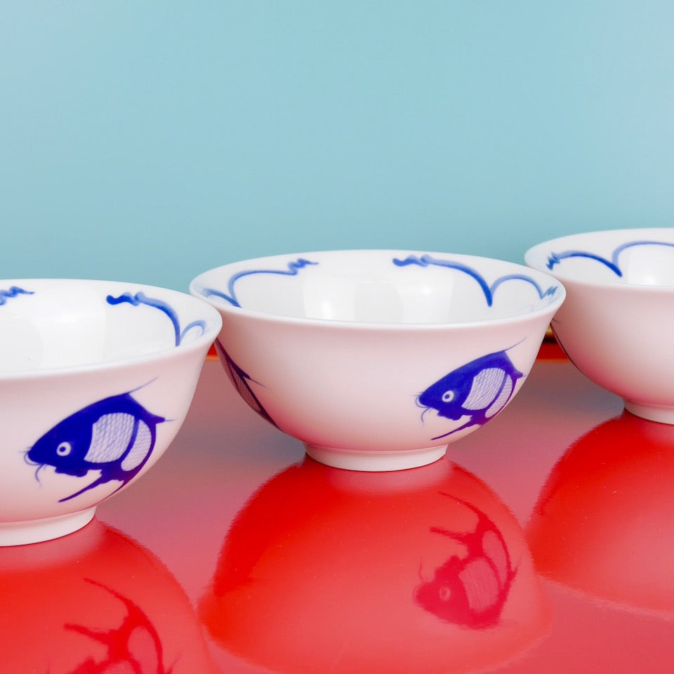 Fish Rice Bowls - Blue Bowl