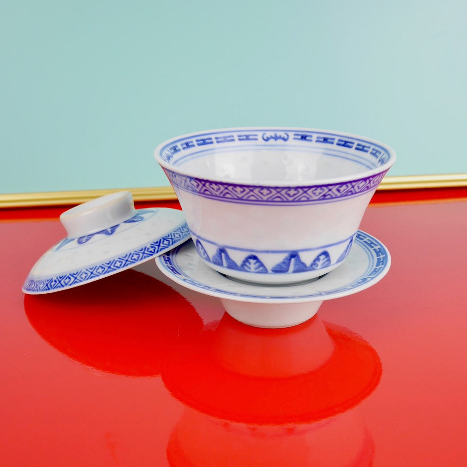 Rice Pattern Soup Bowl - Blue Bowl