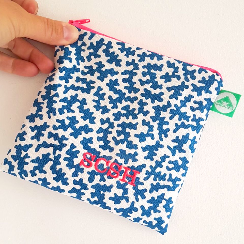 Bespoke Embroidery on Zip Bags - Blue Bowl