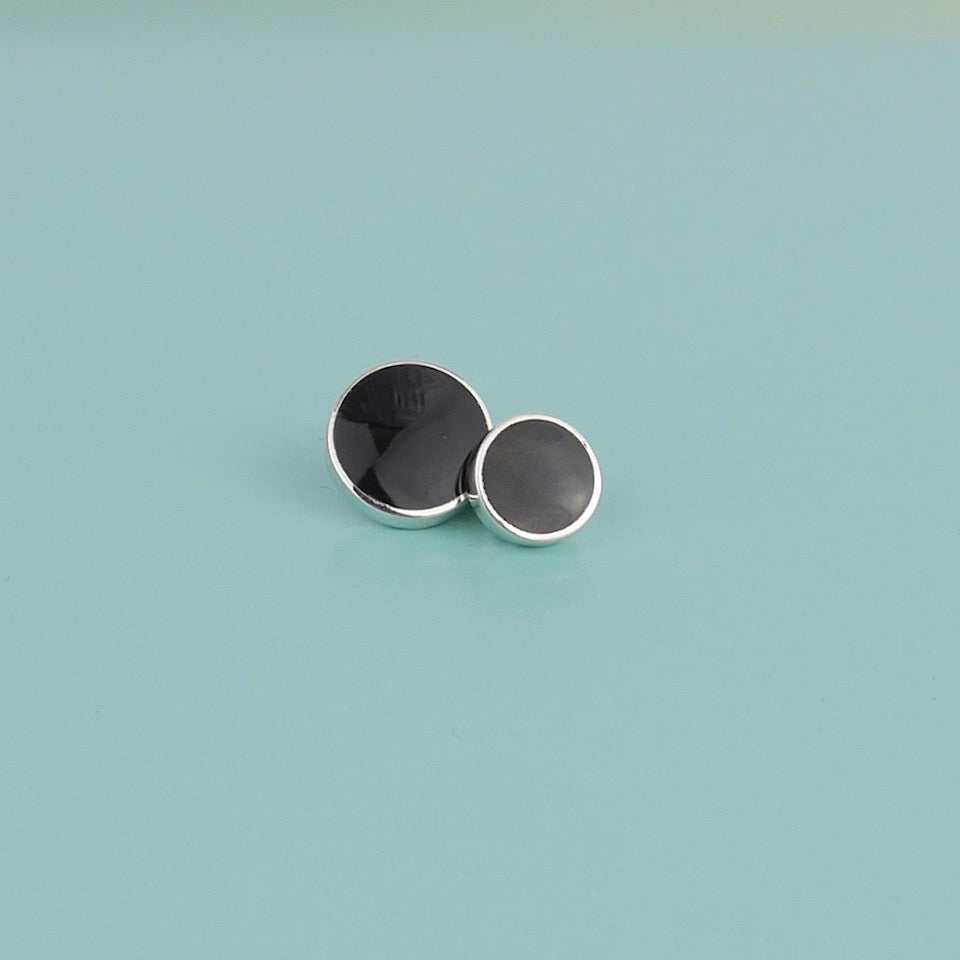 Onyx Silver Cufflinks - Blue Bowl