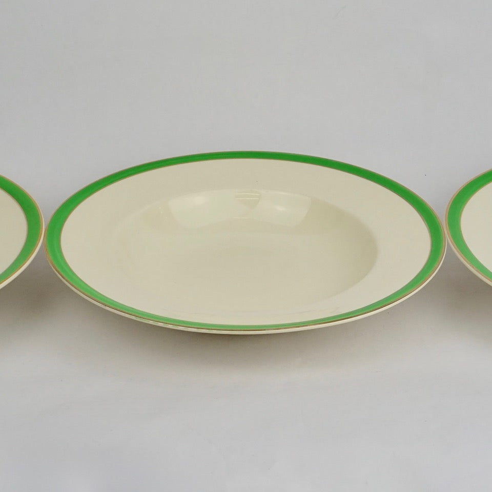 Green & White Art Deco China - Blue Bowl