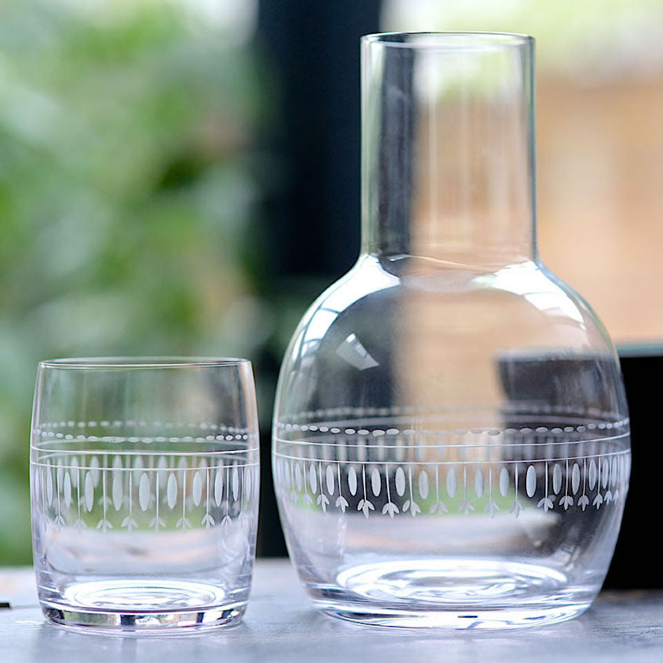 Bedside Carafe and Glass - Blue Bowl