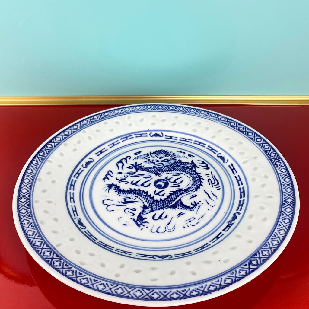Pottery Rice Pattern Rice Pattern Plate | Blue Bowl