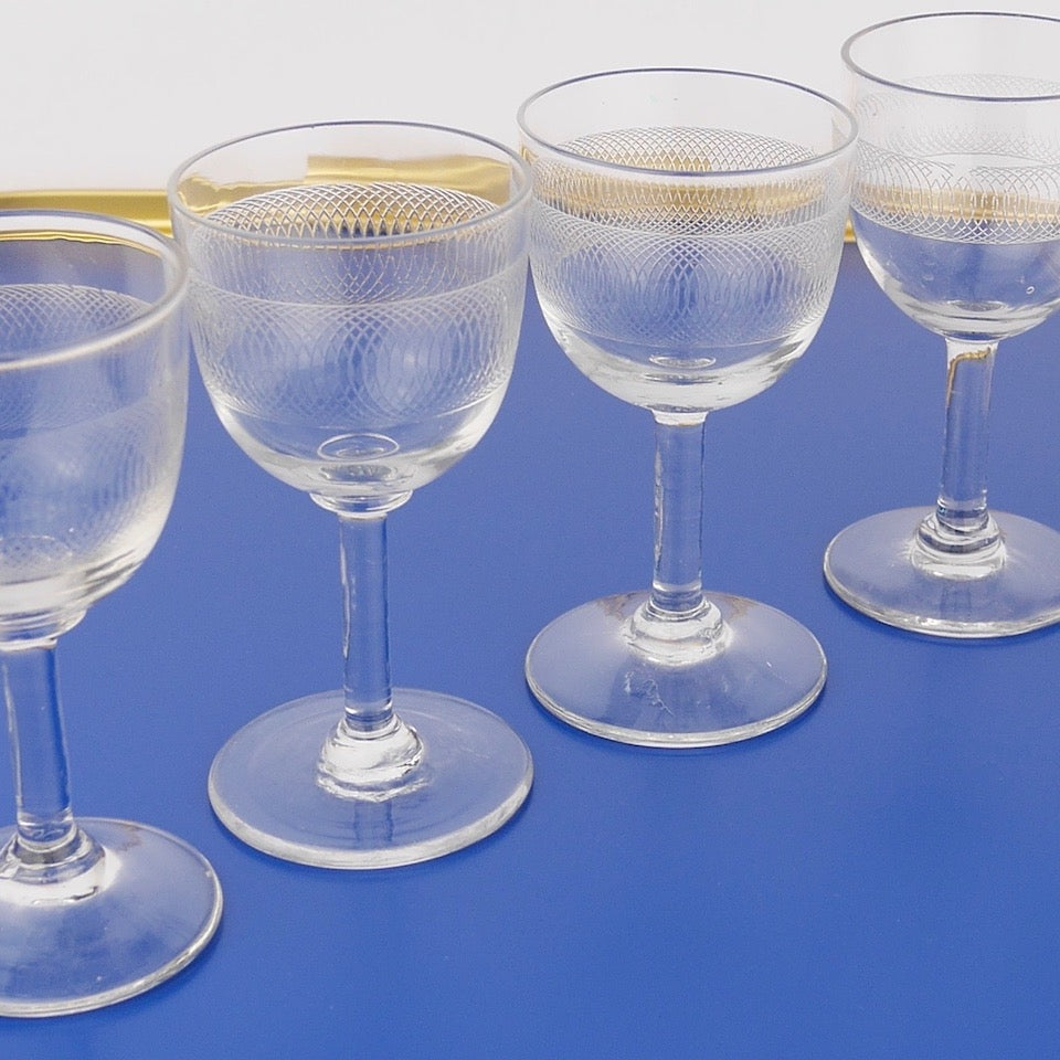 Spiral Liqueur Glasses - Blue Bowl