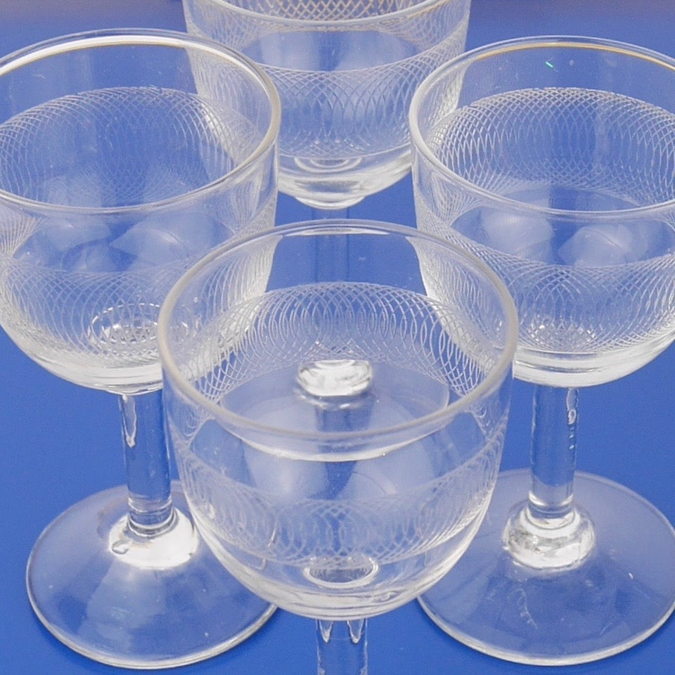 Spiral Liqueur Glasses - Blue Bowl