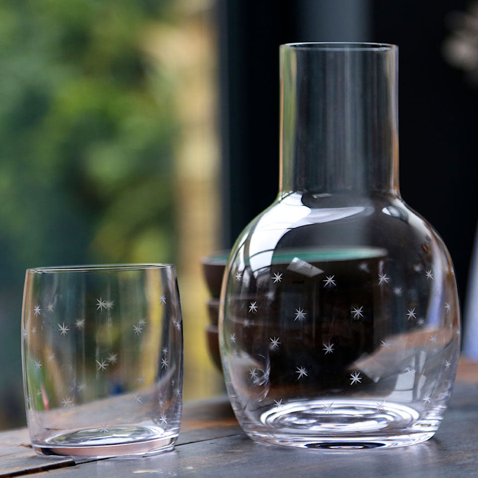 Bedside Carafe and Glass - Blue Bowl