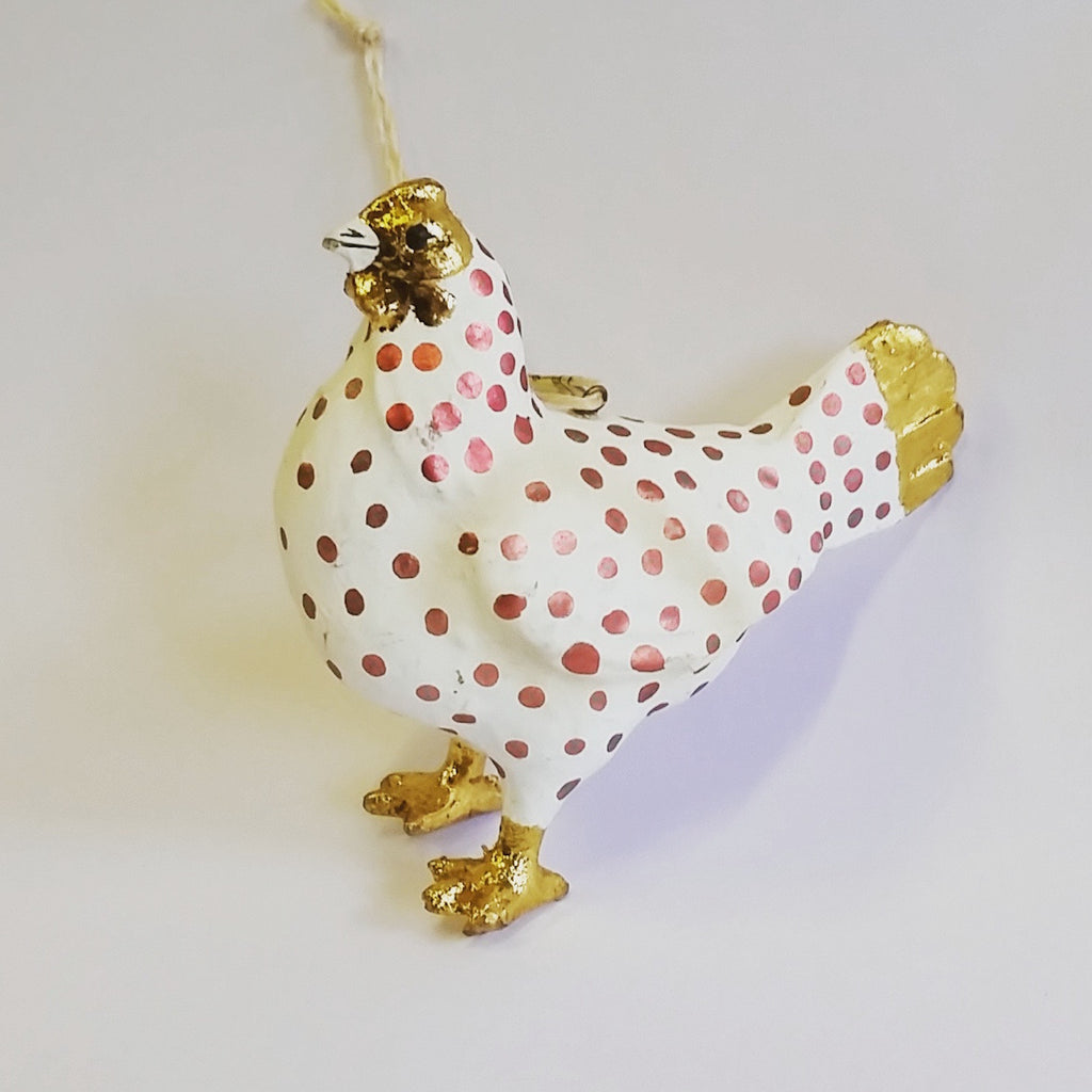 Hen Ornament - Blue Bowl