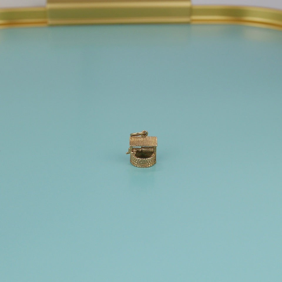 Wishing Well Gold Charm - Blue Bowl