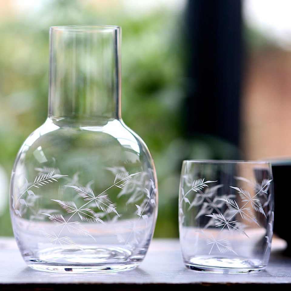 Bedside Carafe and Glass - Blue Bowl