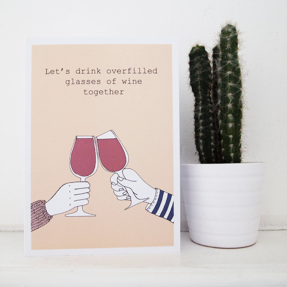 Overfilled Wine Glasses Card - Blue Bowl